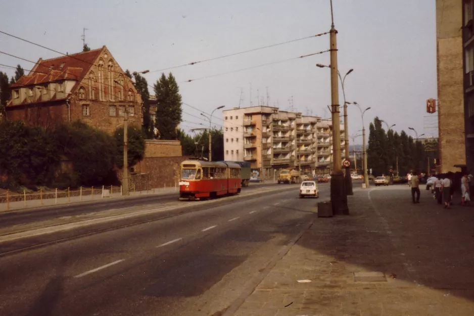 Stettin Touristenbahn Zielone mit Gelenkwagen 619 auf Wyszyńskiego (1984)