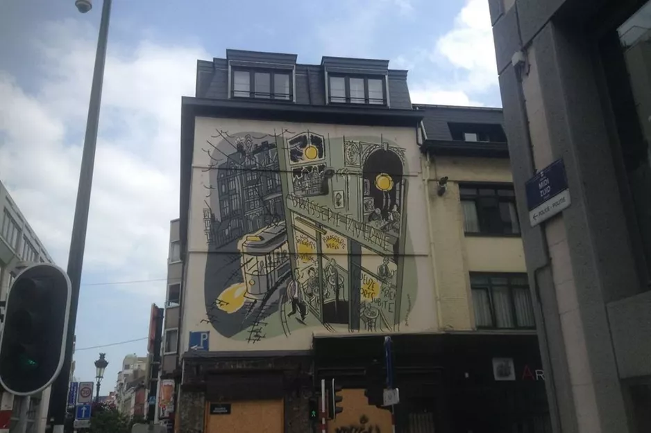 Zeichnung: Brüssel auf Rue du Midi/Zuid (2017)