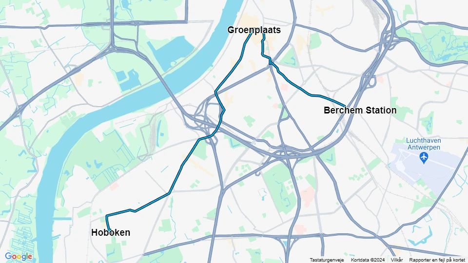 Antwerpen Straßenbahnlinie 4: Hoboken - Berchem Station Linienkarte