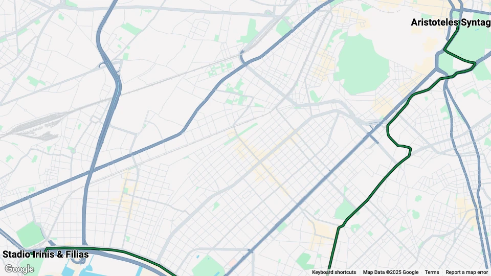 Athen Straßenbahnlinie T7: S.E.F Stadio Irinis & Filias - Aristoteles Syntagma Linienkarte