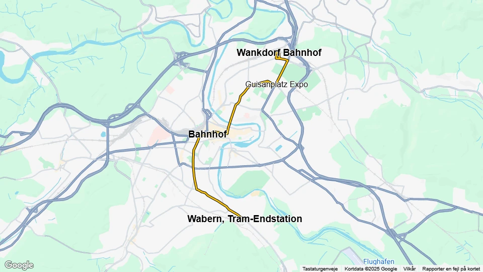 Bern Straßenbahnlinie 9: Wankdorf Bahnhof - Wabern, Tram-Endstation Linienkarte