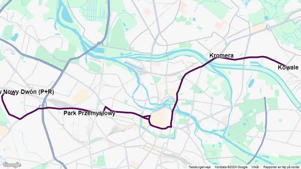 Breslau Straßenbahnlinie 23: Kowale - Wrocław Nowy Dwón (P+R) Linienkarte