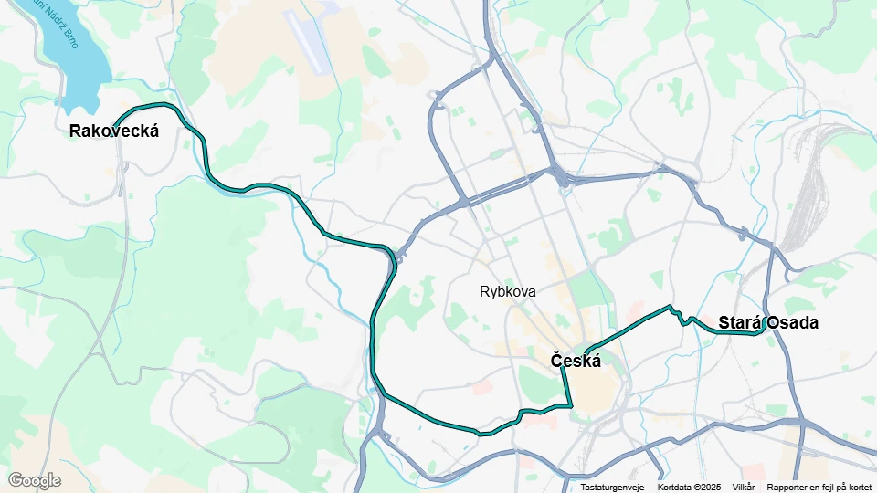 Brünn Straßenbahnlinie 3: Stará Osada - Rakovecká Linienkarte