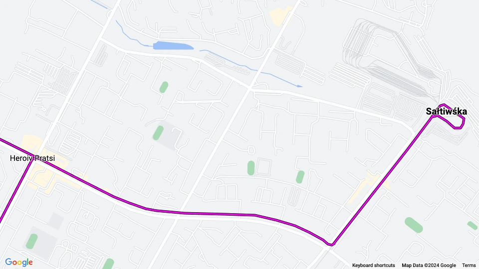 Charkiw Straßenbahnlinie 16 Linienkarte