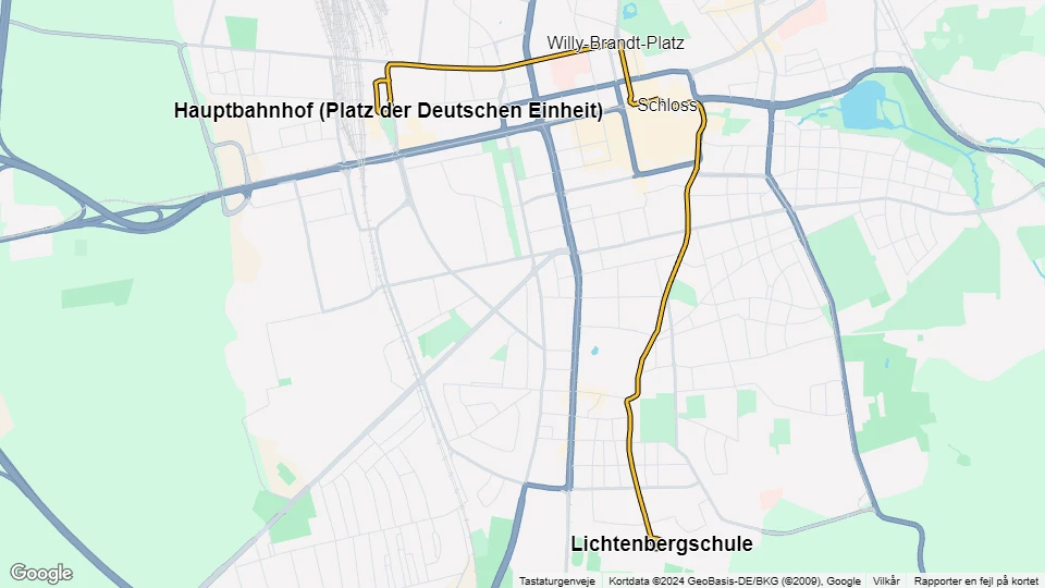 Darmstadt Straßenbahnlinie 3: Hauptbahnhof (Platz der Deutschen Einheit) - Lichtenbergschule Linienkarte