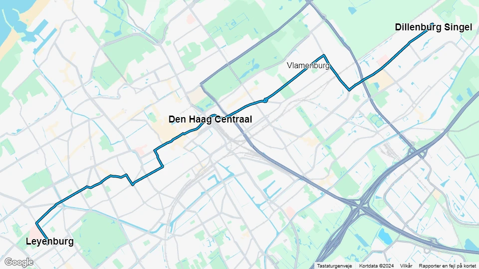 Den Haag Straßenbahnlinie 6: Leyenburg - Dillenburg Singel Linienkarte