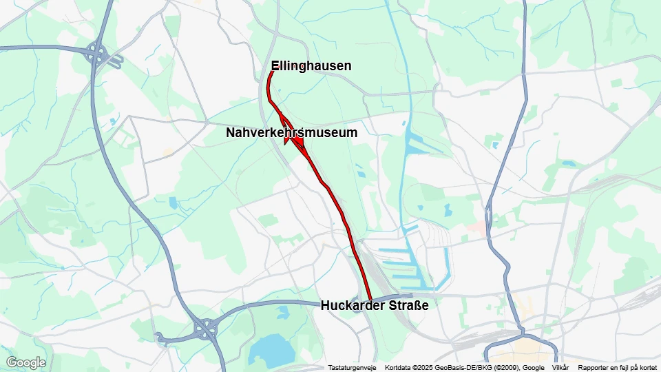 Dortmund Museumslinie: Ellinghausen - Huckarder Straße Linienkarte