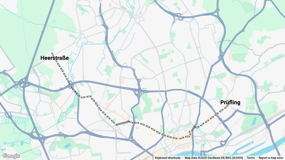 Frankfurt am Main Straßenbahnlinie 2: Heerstraße - Prüfling Linienkarte