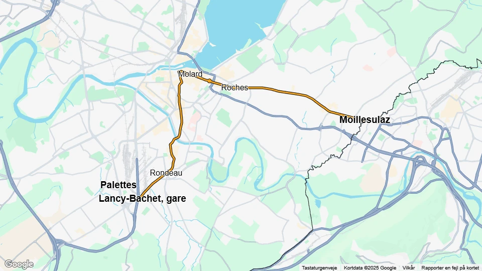 Genf Straßenbahnlinie 12: Lancy-Pont-Rouge Gare - Moillesulaz Linienkarte