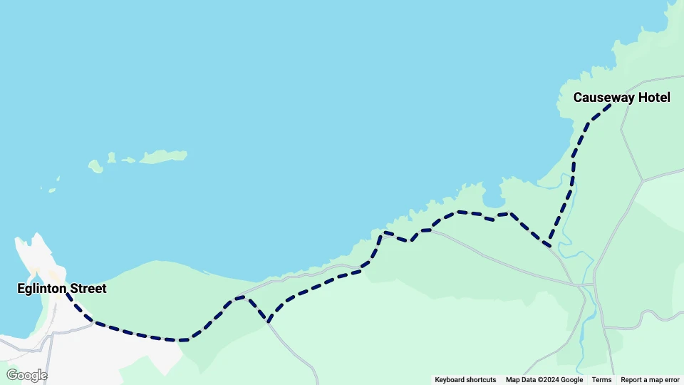 Giant's Causeway Portrush & Bush Valley Tramway Linienkarte