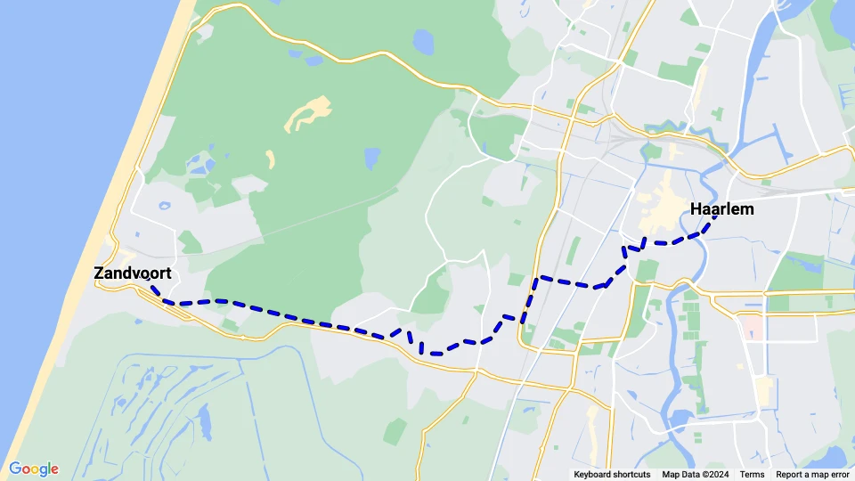 Haarlem Regionallinie G: Zandvoort - Haarlem Linienkarte