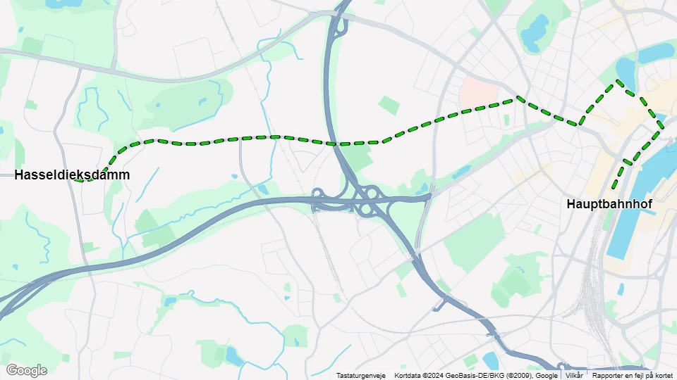 Kiel Straßenbahnlinie 7: Hasseldieksdamm - Hauptbahnhof Linienkarte