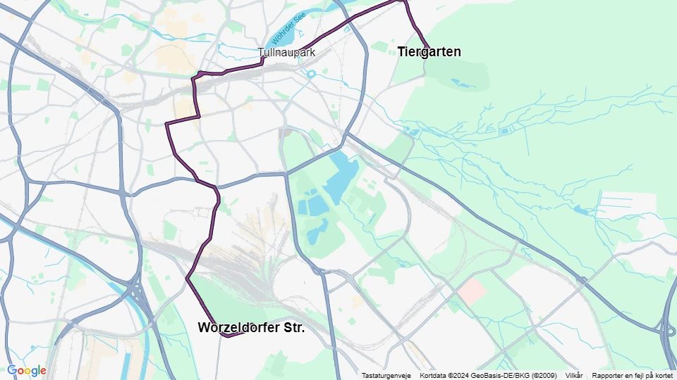 Nürnberg Straßenbahnlinie 5: Tiergarten - Worzeldorfer Str. Linienkarte