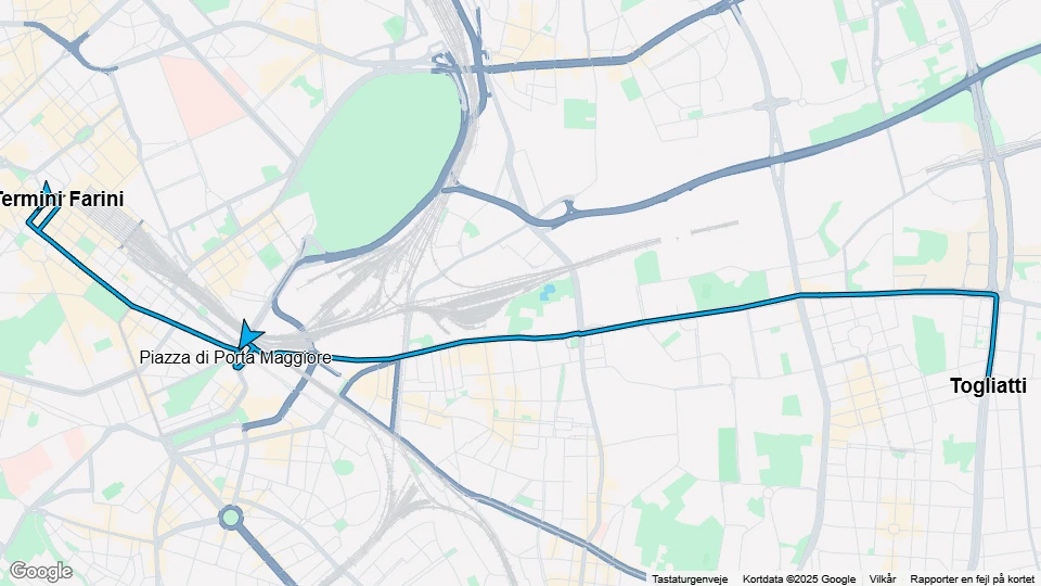 Rom Straßenbahnlinie 14: Termini Farini - Togliatti Linienkarte