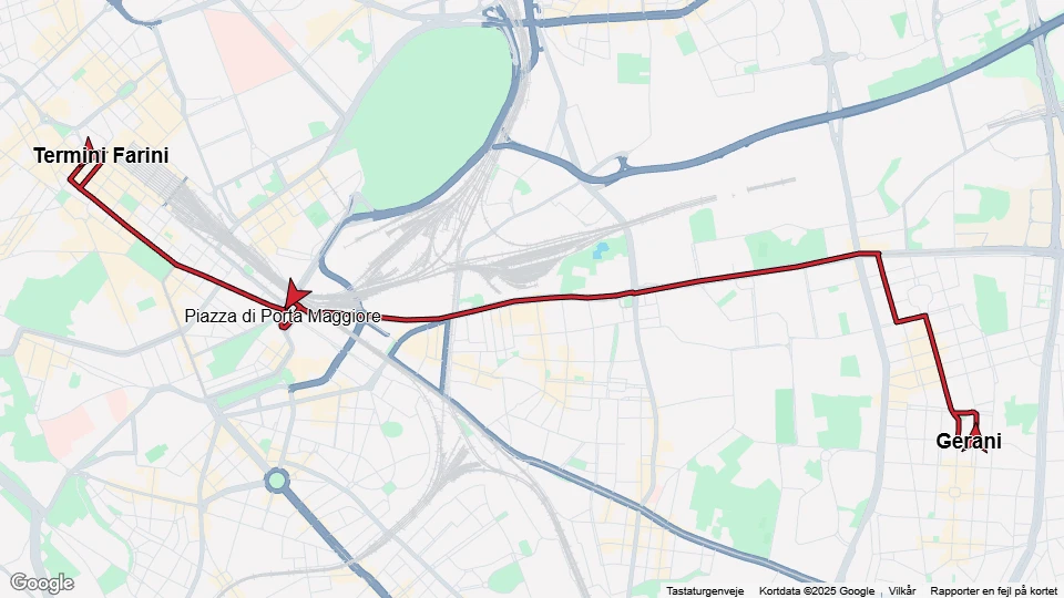 Rom Straßenbahnlinie 5: Termini Farini - Gerani Linienkarte