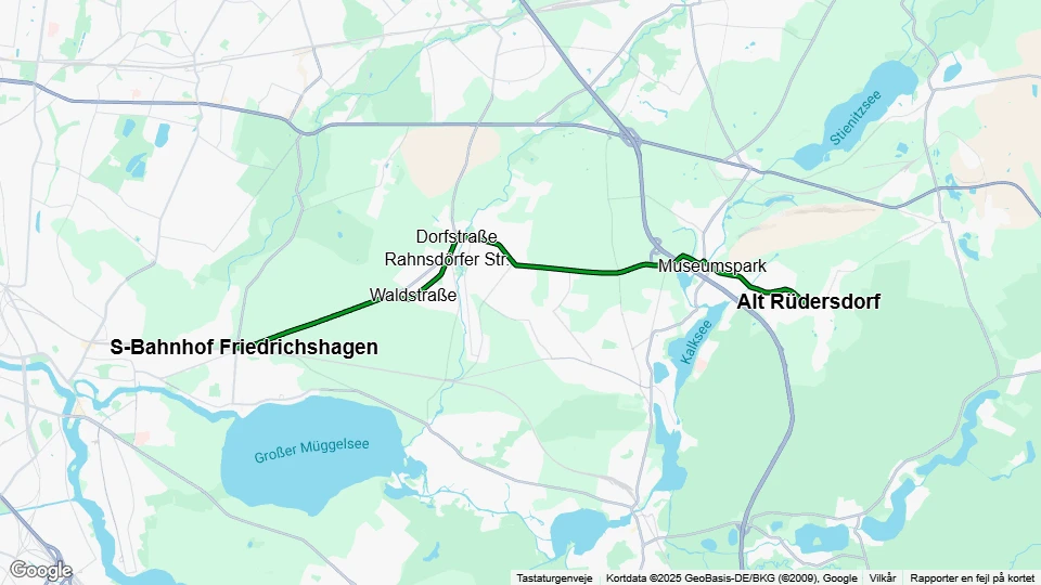 Schöneiche bei Berlin Museumslinie: S-Bahnhof Friedrichshagen - Alt Rüdersdorf Linienkarte