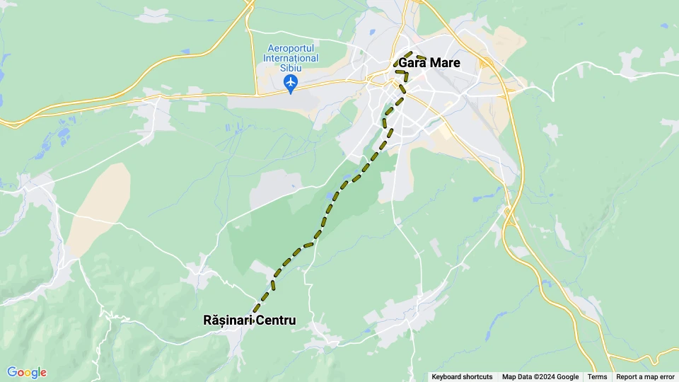 Sibiu Straßenbahnlinie 26: Rășinari Centru - Gara Mare Linienkarte