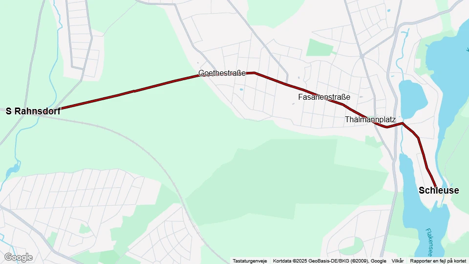 Woltersdorf Straßenbahnlinie 87: S Rahnsdorf - Schleuse Linienkarte
