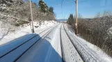 SICHT DER STRASSENBAHNFAHRER: Sonniger Wintertag bergab Gråkallbanen 26.02.2020