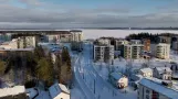 Straßenbahnbaustelle von Santalahti nach Lentävänniemi in Tampere im Februar 2024.