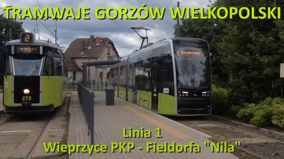 Straßenbahnen Gorzów. Linia 1 Wieprzyce PKP – Fieldorfa „Nila“ 4K/Fahrt mit der Straßenbahnlinie 1 in Gorzów – CABVIEW