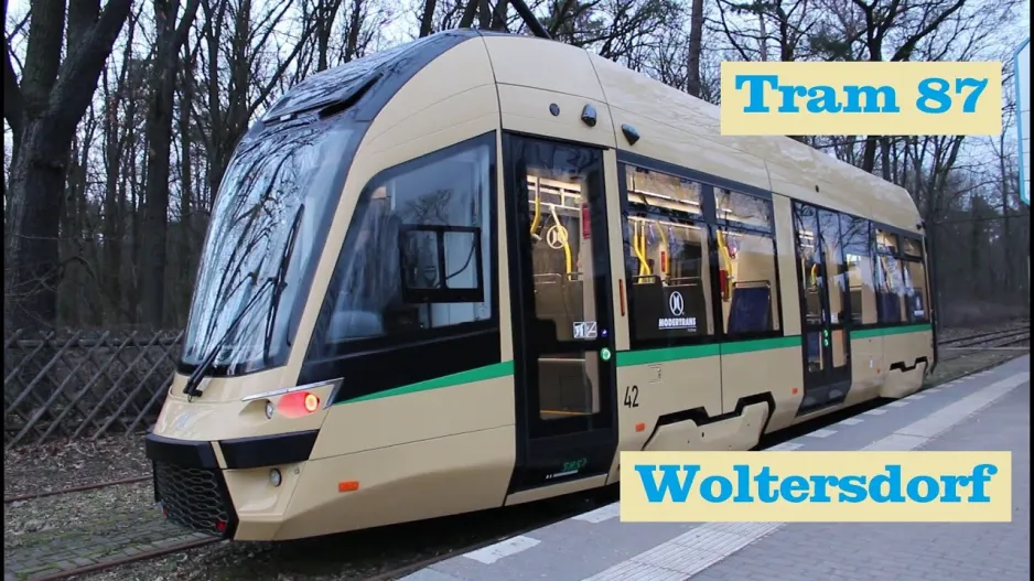 Woltersdorfer Straßenbahn - Tram 87 am 07. Febr '25 - Moderus Gamma mit Gotha-Verstärkung